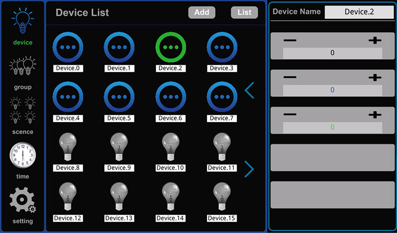 DMX501 device list